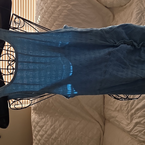 Free People Light Blue Sleevless Textured Light Blue Dress XS (Katie #14) - Picture 2 of 11